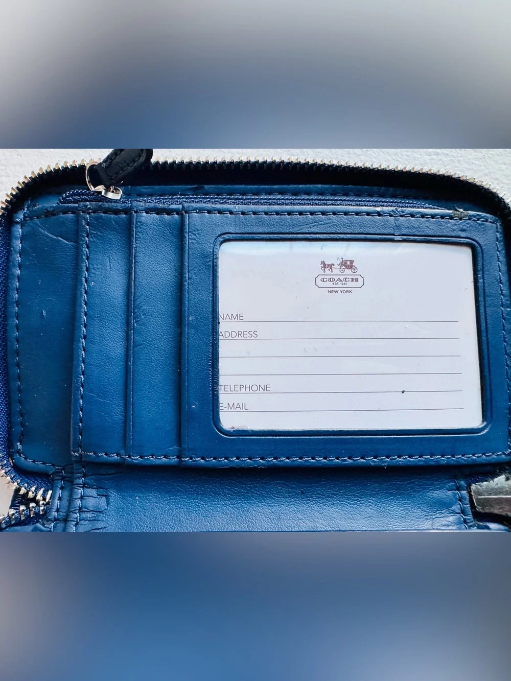 Coach Patent Leather Wristlet in Deep Blue